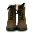 thumbnail image 4 of Women Sherpa Cuffed Lace up Lug Stacked Ankle Boot 19579, 4 of 6