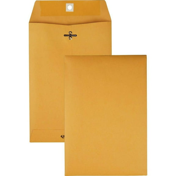 Quality Park Gummed Kraft Clasp Envelopes - Clasp-3 - 6 1by2"W x 9 1by2" L- 28 lb - Gummed - Kraft