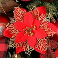 thumbnail image 4 of Luxtrada 12/24Pcs 6.3in Poinsettia Artificial Christmas Flowers Decorations Glitter Xmas Tree Flower Ornaments with Clips, 4 of 9