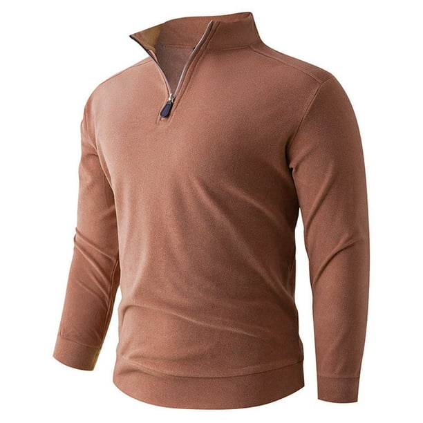 pstuiky camisa de manga larga para hombre, Suéter de punto cálido de color sólido de moda informal para hombre, manga larga, top redondo top de hombre m