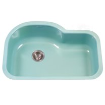 Houzer Porcela 31 in Mint Porcelain Enamel Steel Undermount Single Bowl Kitchen Sink - PCH-3700 MT