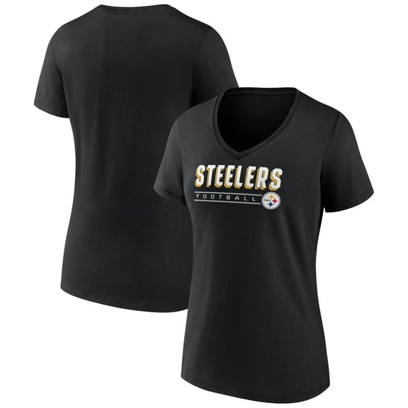 Women's Black Pittsburgh Steelers Primary Play V-Neck T-Shirt