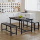thumbnail image 2 of Yeshouse Juego de mesa de comedor moderno industrial de 3 piezas, mesa de 113 cm con 2 bancos, mesa de desayuno que ahorra espacio para cocina, apartamento o estudio, 2 of 8