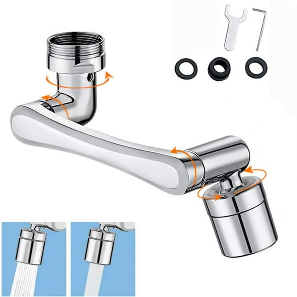 Extensor de grifo con brazo robótico giratorio de 1080°, accesorio de grifo universal con flujo de agua de modo dual, modo Aqua Blade y latón macizo sin plomo para fregaderos de cocina y baño