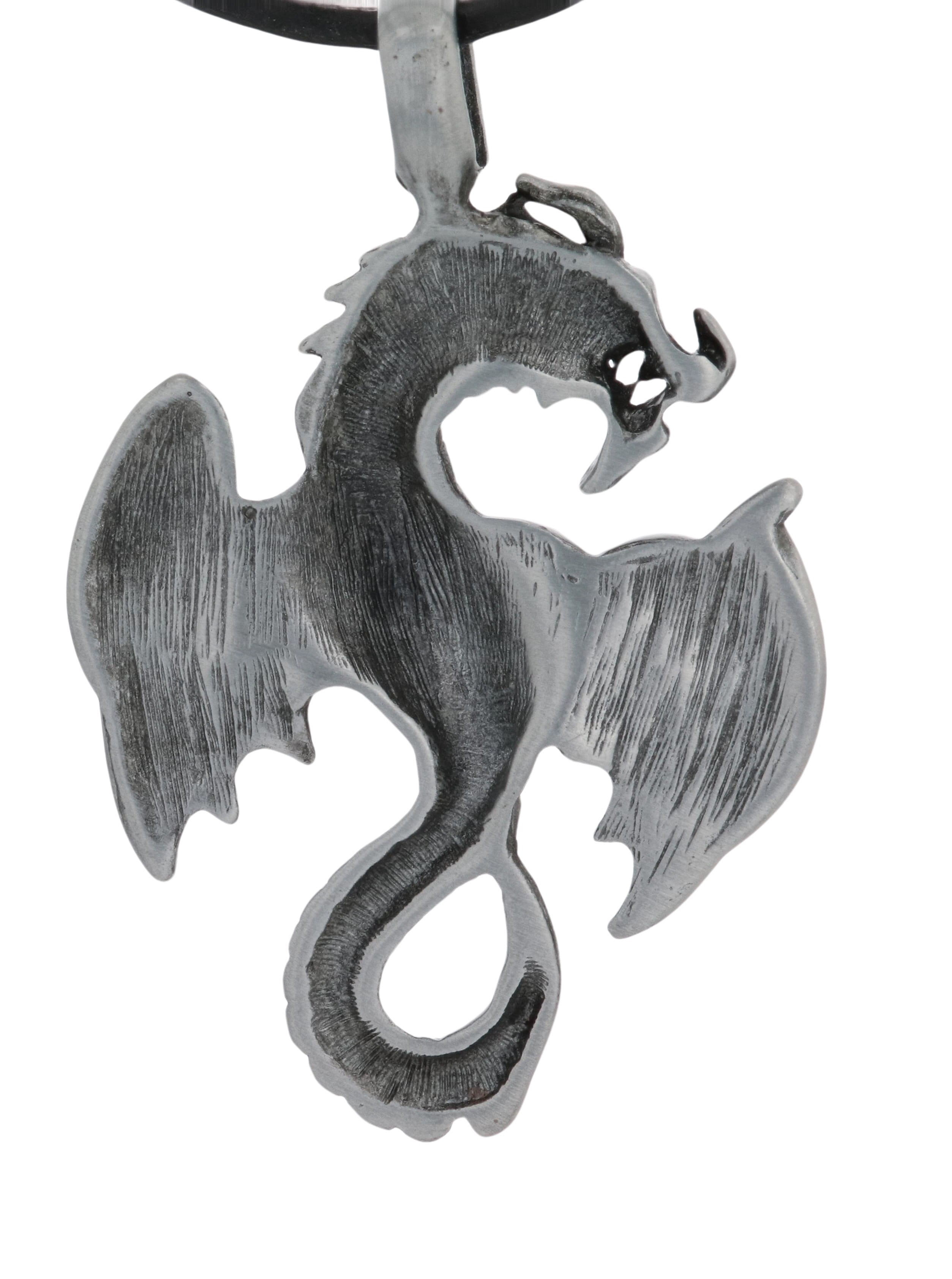 Jewelry Trends Pewter Unisex Flying Dragon Pendant with 18 Inch Black Leather Cord Necklace