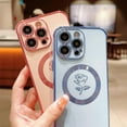 thumbnail image 6 of for iPhone 15 ProMax Case Compatible with MagSafe Cute Rose Flower Magnetic Phone Case for Women Luxury Plating Camera Lens Cover Soft Silicone Shockproof 15 Pro Max Case 6.7" (Pink), 6 of 12