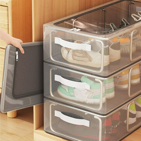 Fiudx Caja de Pvc para Guardar Zapatos, Organizador Plegable para Debajo de La Cama, Diseño Transparente, Estructura de Acero Reforzado, Solución de Almacenamiento Apilable, Ideal para Usar Debajo de