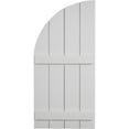 thumbnail image 2 of Ekena Millwork 22"W x 68"H (46" Low Side) Timberthane Smooth Four Board Joined Board-n-Batten w/Quarter Round Arch Top Faux Wood Shutters (Per Pair), Primed Tan, 2 of 6