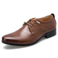 thumbnail image 4 of Tawop Dress Shoes for Men Faux Leather Casual Dress Shoes Comfy Business Lace Up Soft Sole Oxfords Brown Size:10, 4 of 9