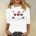 thumbnail image 2 of RKSTN Sweat-Shirt pour Femmes Mode Imprimé Décontracté Col Rond Pull Manches 3/4 Haut Chandail en Molleton de Noël, 2 of 4