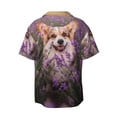 thumbnail image 4 of Goofa Dog in Lavender Flowers Printed Men's Casual Short-sleeved Shirt,Lightweight Breathable Button-down,Summer Casual men's top,Versatile Fashion shirt-3X-Large, 4 of 7