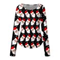 thumbnail image 3 of MKLEKYY Haut Rouge pour Femmes, Haut Ajusté de Noël à Manches Longues, 3 of 4