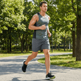 thumbnail image 5 of PUZTLOY Men's Running Shorts with Zipper Pockets Lightweight Quick Dry Basketball Gym Workout Athletic Shorts Grey S-3XL, 5 of 10