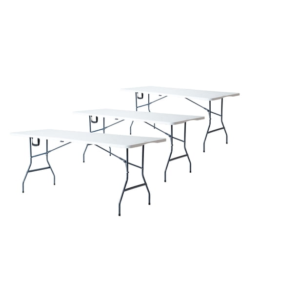Mesa Plegable Blanca 180 cm Paquete 3 piezas LOOMBER