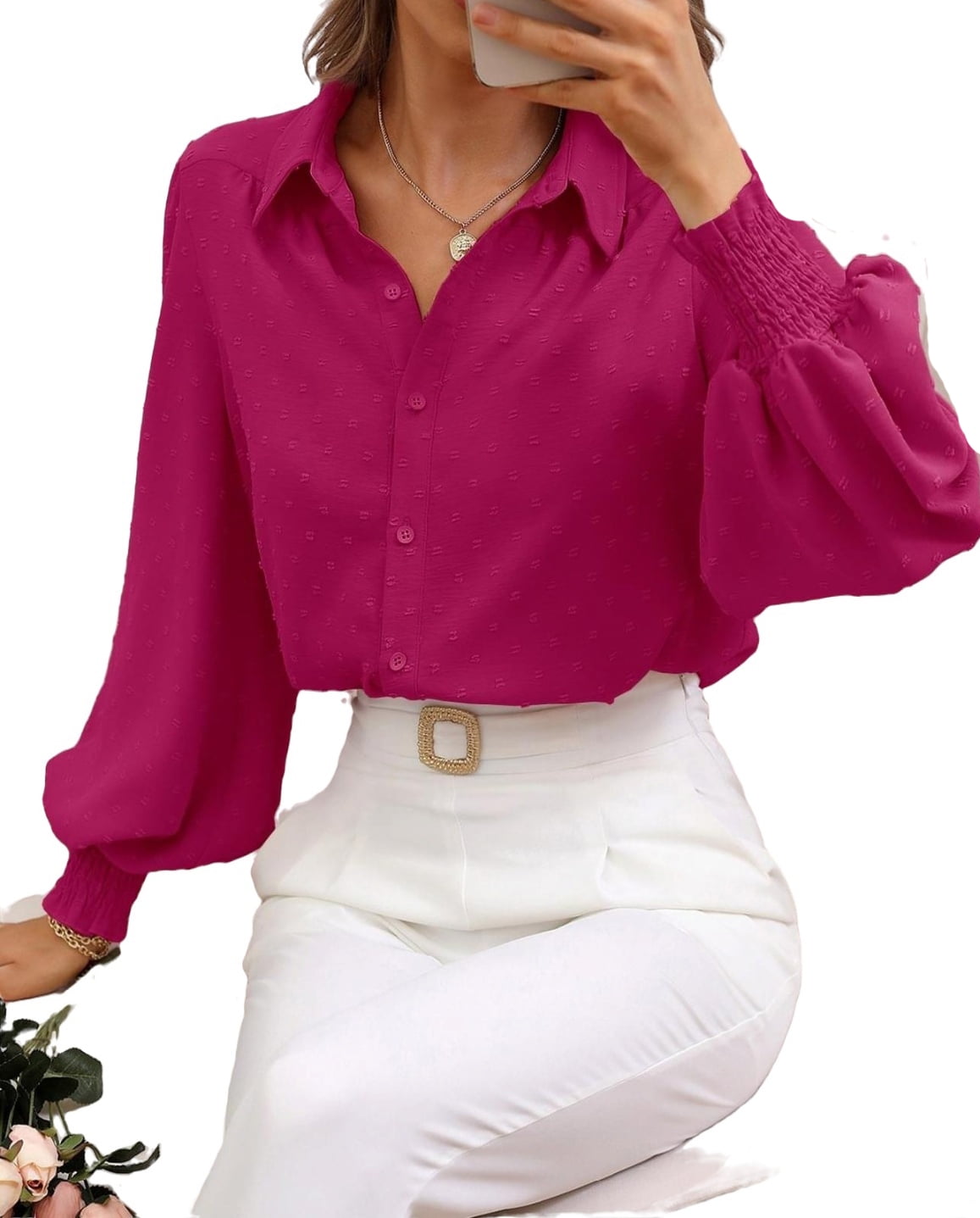 pink blouse with collar