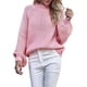thumbnail image 1 of Suéteres de Cuello Alto para Mujer, Suéteres Casuales de Larga, Suéteres Sueltos de Punto Grueso. Rosa L, 1 of 10