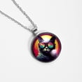 thumbnail image 4 of Cat Retro Glass Design Circular Pendant Necklace - Stylish Women's Fashion Jewelry by XYZ Brand, 4 of 5