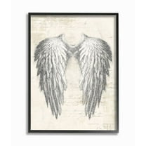 Stupell Industries Heavenly Wings Silver Parchment Design Framed Wall Art by Main Line Studio, 11" x 14", Black Framed