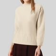 thumbnail image 6 of Qulqfy Pullover Women's Sweaters Cotton Tunic Beige Crew Neck Jacquard Knitted Long Sleeve Solid Shirts Womens Fall Sweater L, 6 of 6