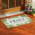 thumbnail image 3 of Christmas Welcome Doormat Front Door Mat, Rubber Back Non Slip Door Mat Entrance Rug Shoe Scraper 17.2" x 28.75", Low-Profile Printing Mat for Entry, Garage, Patio, High Traffic Areas (Green Peace), 3 of 7