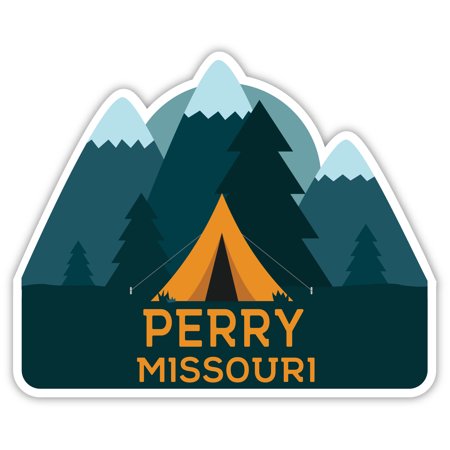 Perry Missouri Souvenir 4 Inch Vinyl Decal Sticker Camping Tent Design