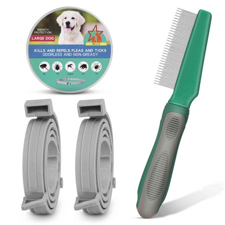 UrbanX Natural Ingredients  Flea and Tick Prevention and Treatment Collar for Chusky and Other Large Size Mixed Breed Dogs Dogs. Waterproof & Adjustable. (2 Pack with Comb)