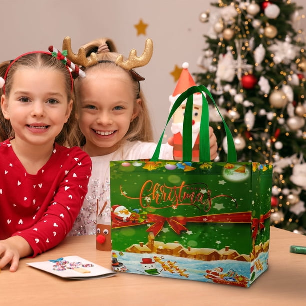 Bolsa Navideña No Tejida, Bolsa de Compras, Bolsa de Regalo de Colores, Bolsa de Regalo con Decoración Navideña