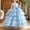 Sky Blue, variant on Girls Princess Dresses Floor Length Embroidery Flower Trendy Bow Detail Sleeveless Ruched Layered Tulle Gown for Flower Girl Wedding Party Birthday Sky Blue 7-8Years
