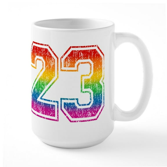 CafePress - Retro 23 Rainbow Mugs - 15 oz Ceramic Large White Novelty Mug