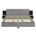 thumbnail image 4 of New Modern King Size Wooden Bed – LED-Enhanced Floating Platform w/Attached Nightstands & Wood Grain Finish | Easy Assembly MDF Bed Frame, 4 of 10