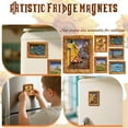thumbnail image 4 of 3D Oil Painting Style Fridge Magnets Set Of 6, Miniature Starry Night Van Gogh Style Landscape Sculptures With Gold Frames, Decorative Refrigerator Magnets For Kitchen, 4 of 4