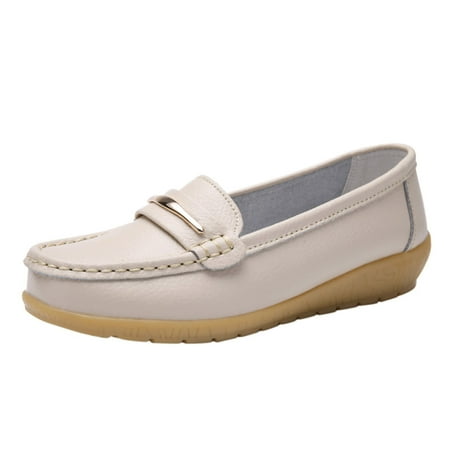 

Mortilo Fashion Womens Breathable Lace Up Shoes Flats Casual Shoes PU casual shoes for Women Beige