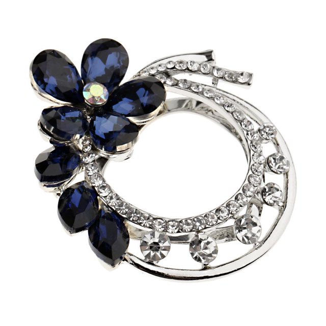 de Hebil de Bufandas de Cristal para con Broches de Imperdible - Azul Sunnimix broche de los anillos de la bufanda de la flor