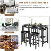 Counter Height Table Set of 5, Breakfast Bar Table and Stool Set, Minimalist Dining Table with Backless Stools, Wood Top Pub Table & Chair Set for Kitchen Apartment Bistro - Space Saving