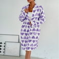 thumbnail image 2 of Arlun Valentine's Day Robes for Women Fashion Full Zipper Long Sleeve Soft Comfy Flannel Loungewear Fashion Heart Printed Fuzzy Winter Warm Sleepwear Bathrobe 1-Purple M, 2 of 8