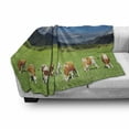 thumbnail image 3 of Cattle Soft Flannel Fleece Throw Blanket, Mountains and Cloudy Blue Sky Landscape Background with Grazing Cows Illustration, Cozy Plush for Indoor and Outdoor Use, 60" x 80", Multicolor, by Ambesonne, 3 of 6