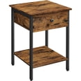 thumbnail image 2 of VASAGLE Mesita de Noche, Mesa Auxiliar, Mesa Auxiliar con cajón y Estante, para Dormitorio, Montaje Fácil, Acero, Diseño Industrial, Marrón Rústico y Negro, 2 of 5