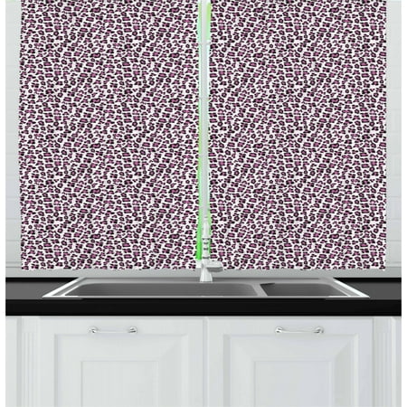Leopard Print Curtains 2 Panels Set Pink And Black Colored