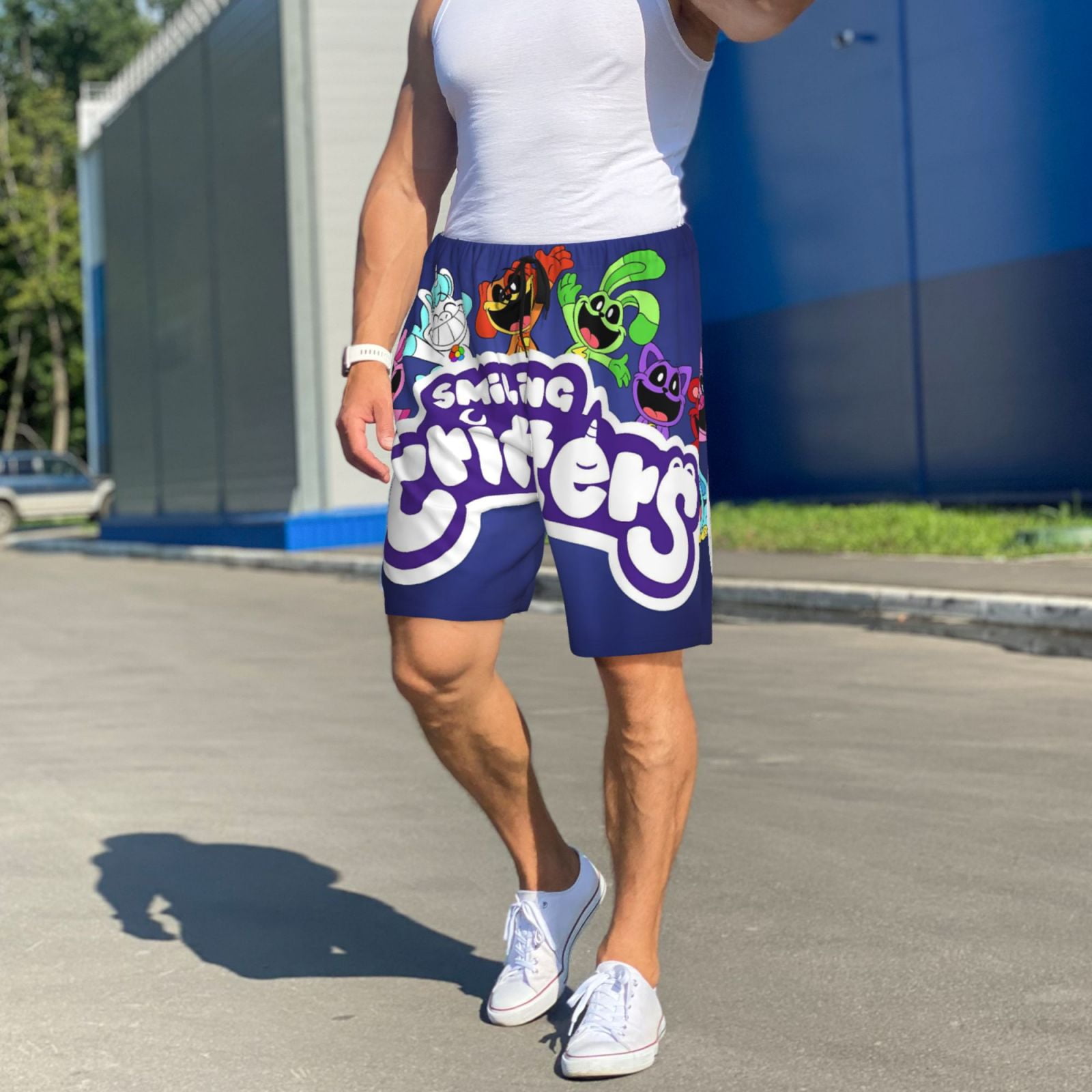 Z*Z様 KHOKI Sweat Lame shorts Zufioo Smiling Critters Print Men's Short Pajamas, Home Wear