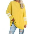 thumbnail image 1 of Blouse en Polyester à Manches Longues, Col Rond, Couleur Unie, pour Femmes (Jaune, P), 1 of 5