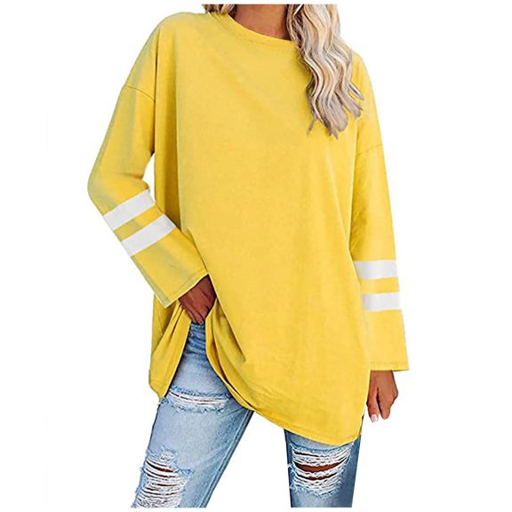 XFLWAM Women's Fall Long Sleeve Tunic Tops for Leggings Crewneck Casual Blouse Sweatshirt