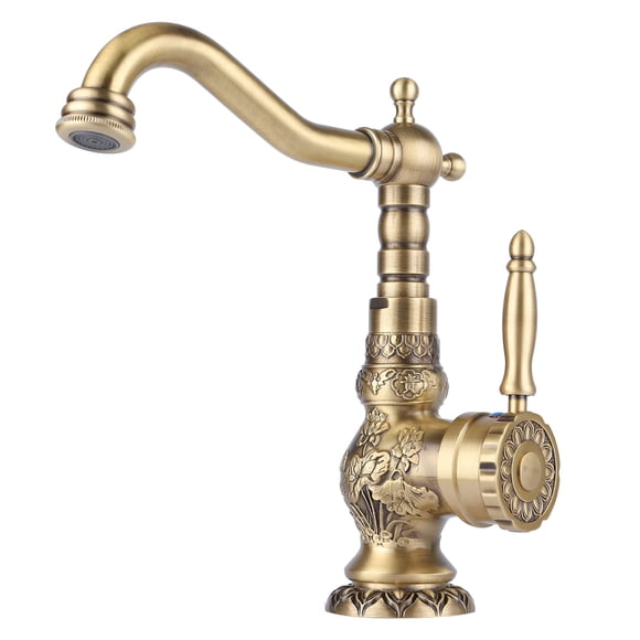 WEIJIANKANG Brass Kitchen Faucet Antique Single Handle Bathroom Faucet, Mixer Tap Bronze Multifunctional, 360 Degree Swivel Spout Bathroom Sink, Univ