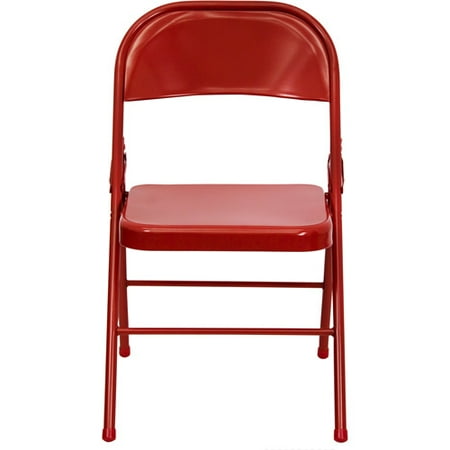 Hercules Hinged Metal Folding Chair - 4-Pack, Red