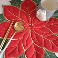 thumbnail image 4 of Holiday Christmas Embroidered Placemats Applique Poinsettia Placemats Christmas Flower Placemat for Table, 4 of 6