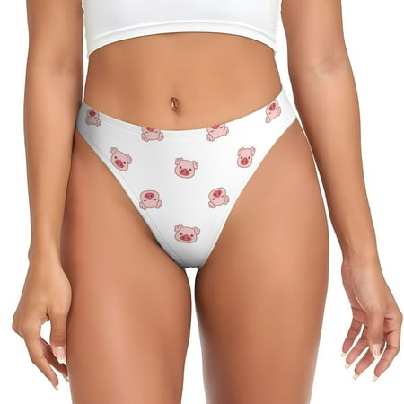 Thongs for Women - Pink Cute Pig Face No Show Seamless Womens Thongs Underwear  Soft Stretch G String Thongs for Women Cuteness Ladies Thong Bikini Panties Briefs