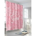 thumbnail image 3 of Pink Christmas Extra Long Shower Curtain Set, Waterproof Shower Curtains for Bathroom, Winter Xmas White Snowflakes Texture Washable Fabric Cloth Bath Curtain for Bathtub with Hooks 72x96 Inches, 3 of 6
