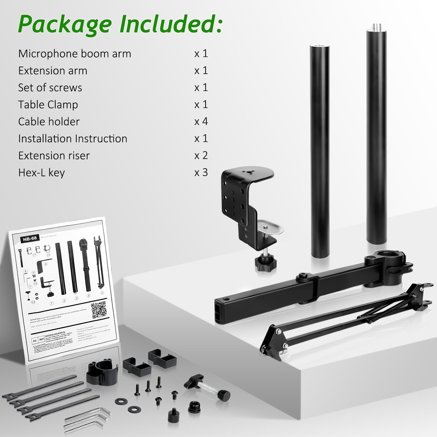 Mic  Arm with 31.5in High Extension Riser, Adjustable Overhead Microphone Stand for  SM7B Blue   QuadCast S and Other Mics