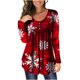 thumbnail image 2 of Pntutb moda mujer cuello redondo manga larga camiseta otoño estampado botón blusa suelta tops Pntutb Pntutb-5006, 2 of 7
