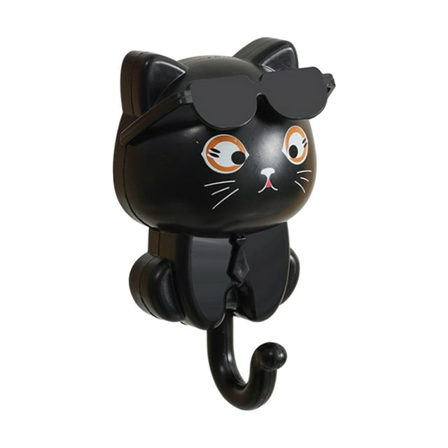 Cat Hooks Long Lasting Cat Key Holder Coat Hooks | Cute Cat Key Hook With Sunglasses Coat Wall Mounted Hook Multipurpose Coat Hooks Key Holder For Wal