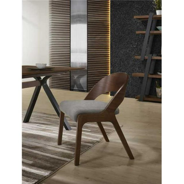 HomeRoots 472152 Gray Walnut Fabric Modern Dining Chairs - Set of 2